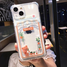 Load image into Gallery viewer, Cute Cartoon Wallet Card Pocket Holder Phone Case For iPhone 14 Pro Max 13 12 11 X XR XS 7 8 Plus Transparent Shockproof Cartoon Phone Case For iPhone Unique Funny Phone Case Design