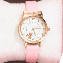 Load image into Gallery viewer, Cute Cat Gold Dial Watch Fashion Kids Leather Strap Quartz Watch Children Set Bracelet Watch Leather Band Luxury Quartz Watches Fashion Creative Wristwatch For Women Girls