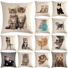 Load image into Gallery viewer, Cute Cat Sofa Decorative Cotton Linen Cushion Cover Pillow Cases Square Pillow Covers Cat Cotton Linen Decorative Cushion Covers For Home Throw Pillow Home Decor Pillowcover 45x45CM