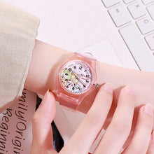 Load image into Gallery viewer, Cute Childrens Analog Transparent Watchband New Fashion Small Lightweight Watch Fresh And Simple Girls Quartz Watch Sport Simple Casual Quartz Wristwatch For Women Ladies Girls