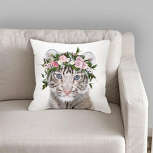 Load image into Gallery viewer, Cute Decorative Pillow Case Cover Grey Rabbit Isolated On A White Background Bunny Tail Back Soft Linen Pillow Case For Decorative Bedroom Case Cushion Covers Home Throw Pillows Flower Pillow Case Rabbit Sofa Animal Cushion Cover 45X45CM