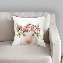 Load image into Gallery viewer, Cute Decorative Pillow Case Cover Grey Rabbit Isolated On A White Background Bunny Tail Back Soft Linen Pillow Case For Decorative Bedroom Case Cushion Covers Home Throw Pillows Flower Pillow Case Rabbit Sofa Animal Cushion Cover 45X45CM