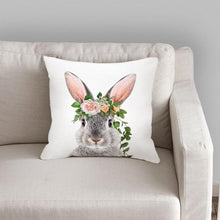 Load image into Gallery viewer, Cute Decorative Pillow Case Cover Grey Rabbit Isolated On A White Background Bunny Tail Back Soft Linen Pillow Case For Decorative Bedroom Case Cushion Covers Home Throw Pillows Flower Pillow Case Rabbit Sofa Animal Cushion Cover 45X45CM