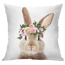 Load image into Gallery viewer, Cute Decorative Pillow Case Cover Grey Rabbit Isolated On A White Background Bunny Tail Back Soft Linen Pillow Case For Decorative Bedroom Case Cushion Covers Home Throw Pillows Flower Pillow Case Rabbit Sofa Animal Cushion Cover 45X45CM