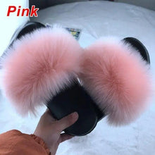 Load image into Gallery viewer, Cute Fluffy Ladies Indoor Warm Slippers Furry Luxury Flip Flops Women's Fashion Flat Soft Flip Flops