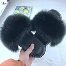 Load image into Gallery viewer, Cute Fluffy Ladies Indoor Warm Slippers Furry Luxury Flip Flops Women's Fashion Flat Soft Flip Flops