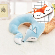 Load image into Gallery viewer, Cute Fox Animal Cotton Plush U Shape Neck Pillow Travel Car Home Pillow Nap Animal Pillow Health Care with Eye Mask Cute Fox U Shaped Neck Pillow for Car Airplane Traveling ,Animal Plush Stuffed Travel Pillow Travel Pillows Cartoon Planes Fox Animal