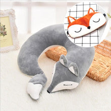 Load image into Gallery viewer, Cute Fox Animal Cotton Plush U Shape Neck Pillow Travel Car Home Pillow Nap Animal Pillow Health Care with Eye Mask Cute Fox U Shaped Neck Pillow for Car Airplane Traveling ,Animal Plush Stuffed Travel Pillow Travel Pillows Cartoon Planes Fox Animal
