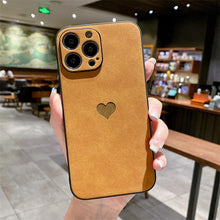 Load image into Gallery viewer, Cute Love Heart Leather Phone Case Soft Shockproof Case for Women Fashion Love Heart Leather Phone Case For iPhone 13 12 11 Pro Max X XR XS Max Camera Protection Soft Back Phone Cover For Couples