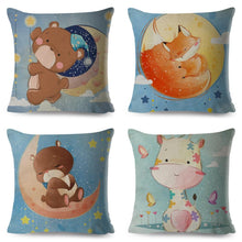 Load image into Gallery viewer, Cute Pillow Cover Cartoon Giraffe Fox Reindeer Animal Nordic Polyester Cotton Cushion Cover For Sofa Home Kids Room Decor Throw Pillow Cases Cartoon Animal Woodland Decorative Cotton Cushion Cover Home Baby Room Decor Standard Pillowcase
