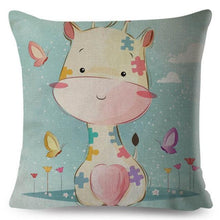 Load image into Gallery viewer, Cute Pillow Cover Cartoon Giraffe Fox Reindeer Animal Nordic Polyester Cotton Cushion Cover For Sofa Home Kids Room Decor Throw Pillow Cases Cartoon Animal Woodland Decorative Cotton Cushion Cover Home Baby Room Decor Standard Pillowcase