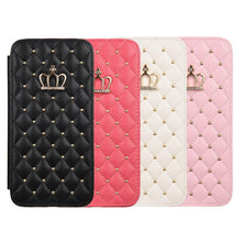 Load image into Gallery viewer, Cute Pink Wallet Flip Leather Phone Case For iPhone 14 13 12 Pro Max 11 Xr Xs X Cute Crown Cover For 7 8 Plus Card Shock Absorption Card Pocket Pocket Full Protection Horizontal Stand Function Leather Phone Case