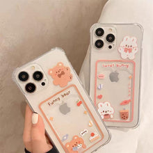 Load image into Gallery viewer, Cute Rabbit Cartoon Bear Clear Phone Case For iPhone 13 Pro Max 12 11 XS XR 7 8 14 Plus Card Holder Wallet Soft Shockproof Cover Cartoon Floral Design for Women