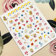 Load image into Gallery viewer, Cute rabbit Cute cat Japanese Justice Girl 3D Back Glue Nail Sticker Nail Decoration Nail Art Nail Ornament Self Adhesive Nail Decals for Nail Art Decoration Including Hearts Stars Letters Bowknot Leaves Flowers Plants Fruits Butterflies for Woman