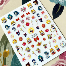 Load image into Gallery viewer, Cute rabbit Cute cat Japanese Justice Girl 3D Back Glue Nail Sticker Nail Decoration Nail Art Nail Ornament Self Adhesive Nail Decals for Nail Art Decoration Including Hearts Stars Letters Bowknot Leaves Flowers Plants Fruits Butterflies for Woman