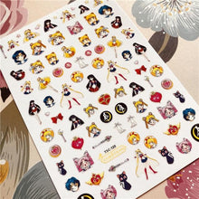 Load image into Gallery viewer, Cute rabbit Cute cat Japanese Justice Girl 3D Back Glue Nail Sticker Nail Decoration Nail Art Nail Ornament Self Adhesive Nail Decals for Nail Art Decoration Including Hearts Stars Letters Bowknot Leaves Flowers Plants Fruits Butterflies for Woman