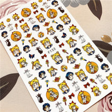 Load image into Gallery viewer, Cute rabbit Cute cat Japanese Justice Girl 3D Back Glue Nail Sticker Nail Decoration Nail Art Nail Ornament Self Adhesive Nail Decals for Nail Art Decoration Including Hearts Stars Letters Bowknot Leaves Flowers Plants Fruits Butterflies for Woman