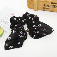 Load image into Gallery viewer, Cute Rabbit Ear Striped Metal Buckle Hair Scrunchies Elastic Hair Bands Ties Rope Bands Ponytail Bands Gorgeous Hair Accessories For Women