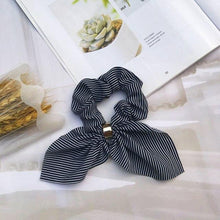 Load image into Gallery viewer, Cute Rabbit Ear Striped Metal Buckle Hair Scrunchies Elastic Hair Bands Ties Rope Bands Ponytail Bands Gorgeous Hair Accessories For Women