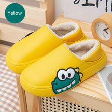 Load image into Gallery viewer, Cute Side Bear Waterproof Cotton Women Shoes Winter Warm Indoor Outdoor Wrapped Heel Slippers EVA Comfort Memory Foam Slippers Waterproof Non Skid Warm Washable Cotton Shoes Loafer Slippers