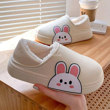Load image into Gallery viewer, Cute Side Bear Waterproof Cotton Women Shoes Winter Warm Indoor Outdoor Wrapped Heel Slippers EVA Comfort Memory Foam Slippers Waterproof Non Skid Warm Washable Cotton Shoes Loafer Slippers
