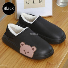 Load image into Gallery viewer, Cute Side Bear Waterproof Cotton Women Shoes Winter Warm Indoor Outdoor Wrapped Heel Slippers EVA Comfort Memory Foam Slippers Waterproof Non Skid Warm Washable Cotton Shoes Loafer Slippers