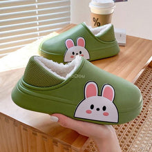 Load image into Gallery viewer, Cute Side Bear Waterproof Cotton Women Shoes Winter Warm Indoor Outdoor Wrapped Heel Slippers EVA Comfort Memory Foam Slippers Waterproof Non Skid Warm Washable Cotton Shoes Loafer Slippers