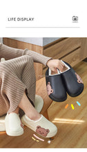 Load image into Gallery viewer, Cute Side Bear Waterproof Cotton Women Shoes Winter Warm Indoor Outdoor Wrapped Heel Slippers EVA Comfort Memory Foam Slippers Waterproof Non Skid Warm Washable Cotton Shoes Loafer Slippers
