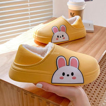Load image into Gallery viewer, Cute Side Bear Waterproof Cotton Women Shoes Winter Warm Indoor Outdoor Wrapped Heel Slippers EVA Comfort Memory Foam Slippers Waterproof Non Skid Warm Washable Cotton Shoes Loafer Slippers