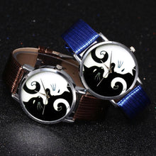 Load image into Gallery viewer, Cute White And Black Cats Couple Watches With PU Leather Strap And Round Dial Quartz Watches For Women Cat Dial With Stainless Steel Mesh Band Genuine Leather Strap Comfortable Ladies Wristwatch