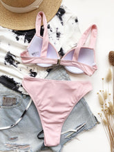 Load image into Gallery viewer, Cute Women Swimwear Pure Color Bikinis Swimsuit Women High Waist String Solid Color 2 Piece Bathing Suits Summer High Cut Push Up Bathing Suit High Waist Beach Wear Breathable Bikini