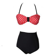 Load image into Gallery viewer, Cutest Retro Swimsuit Swimwear Vintage High Waist Swimsuit For Women Halter 2 Piece Bathing Suit Ruffle Bikini Set Tummy Control Vintage Pin Up High Waist Bikini Set For Women Swimming Bathing Suit S/M/L/XL