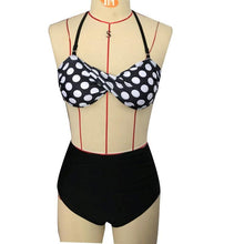 Load image into Gallery viewer, Cutest Retro Swimsuit Swimwear Vintage High Waist Swimsuit For Women Halter 2 Piece Bathing Suit Ruffle Bikini Set Tummy Control Vintage Pin Up High Waist Bikini Set For Women Swimming Bathing Suit S/M/L/XL