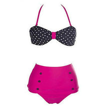 Load image into Gallery viewer, Cutest Retro Swimsuit Swimwear Vintage High Waist Swimsuit For Women Halter 2 Piece Bathing Suit Ruffle Bikini Set Tummy Control Vintage Pin Up High Waist Bikini Set For Women Swimming Bathing Suit S/M/L/XL