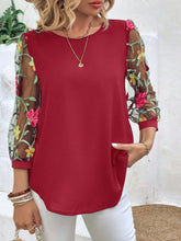 Load image into Gallery viewer, Women's Mesh Patchwork Three-Quarter Sleeve Top – Casual Chic