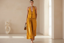 Load image into Gallery viewer, Women's Sleeveless Vest & Wide-Leg Pants Set – 2-Piece Lace-Up Outfit