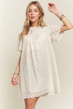 Load image into Gallery viewer, Ruffled Eyelet Round Neck Summer Dress For Women – Elegant Feminine Eyelet Dress with Ruffled Details for Garden Parties & Special Occasions