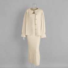 Load image into Gallery viewer, Women's 3-Piece Knit Cardigan, Camisole & Side-Slit Skirt Set
