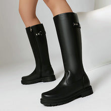 Load image into Gallery viewer, Women’s Retro British-Style Riding Boots – Leather Belt Buckle Knee Boots