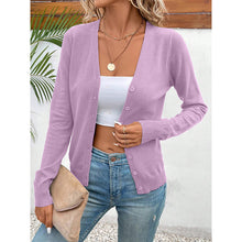 Load image into Gallery viewer, Women’s V‑Neck Button‑Down Cardigan Knit Sweater