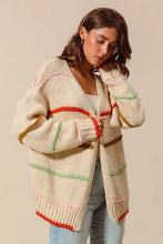 Load image into Gallery viewer, SO ME Loose Fit Multi Stripe Open Front Cardigan
