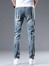 Load image into Gallery viewer, Men's Splatter-Paint Style Slim Fit Jeans