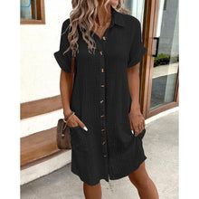 Load image into Gallery viewer, Women's Shirt Dress – V-Neck Button-Front A-Line Dress