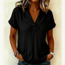 Load image into Gallery viewer, Women's Knitted Short-Sleeve Butterfly Collar Top