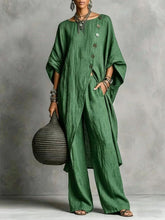 Load image into Gallery viewer, Women's Drop Shoulder Three-Quarter Sleeve Irregular Shirt & Pants Set