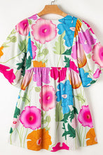 Load image into Gallery viewer, Modern Floral Print Tie Neck Dress Elegant & Timeless Colorful Dress