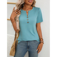Load image into Gallery viewer, Women’s Notch V‑Neck Short‑Sleeve Tunic Top