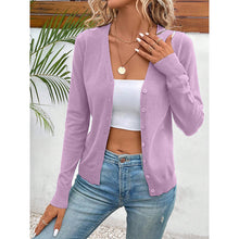 Load image into Gallery viewer, Women’s V‑Neck Button‑Down Cardigan Knit Sweater