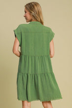 Load image into Gallery viewer, Green Full Size Button-Down Shirt Dress Plus Size Casual & Simple Lightweight Dress