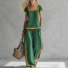 Load image into Gallery viewer, Square-Neck Three-Quarter Sleeve Loose Top & Pants Two-Piece Set